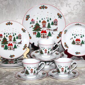Exquisite Christmas 20 Piece Dinnerware Set | "Christmas Pleasure" Style